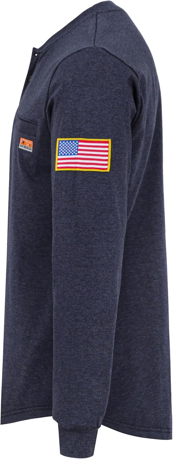 VATRENUS FR Shirt for Men Henley Midweight Utility Pocket Flame Resistant Long Sleeve Work Shirts NFPA2112 CAT2 - Image 5