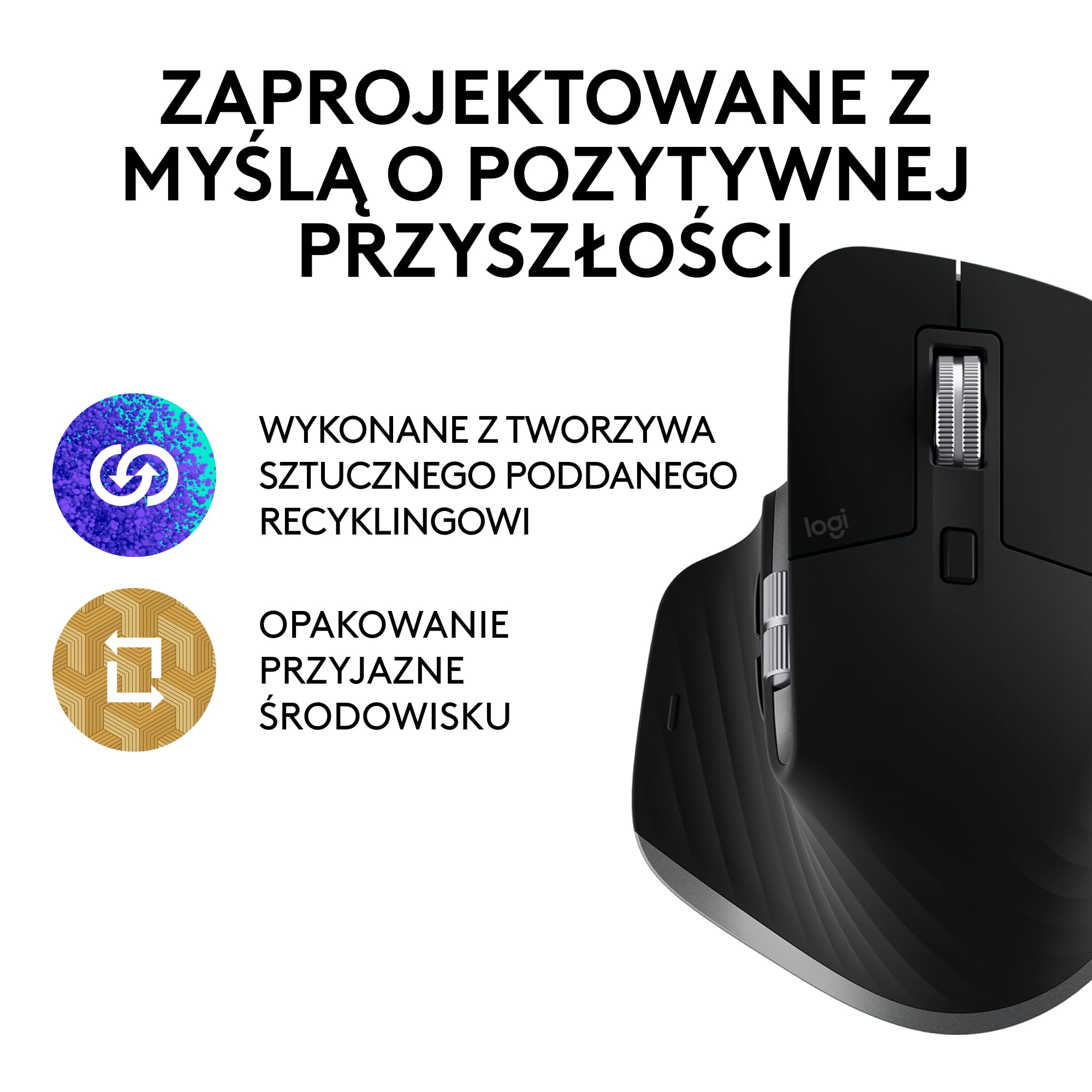 Logitech MX Master 3S Mac - ergonomiczna mysz bezprzewodowa | 8K DPI, działa na szkle, ciche kliknięcia, konfigurowalna, USB-C, Bluetooth, Apple, iPad - Space Grey