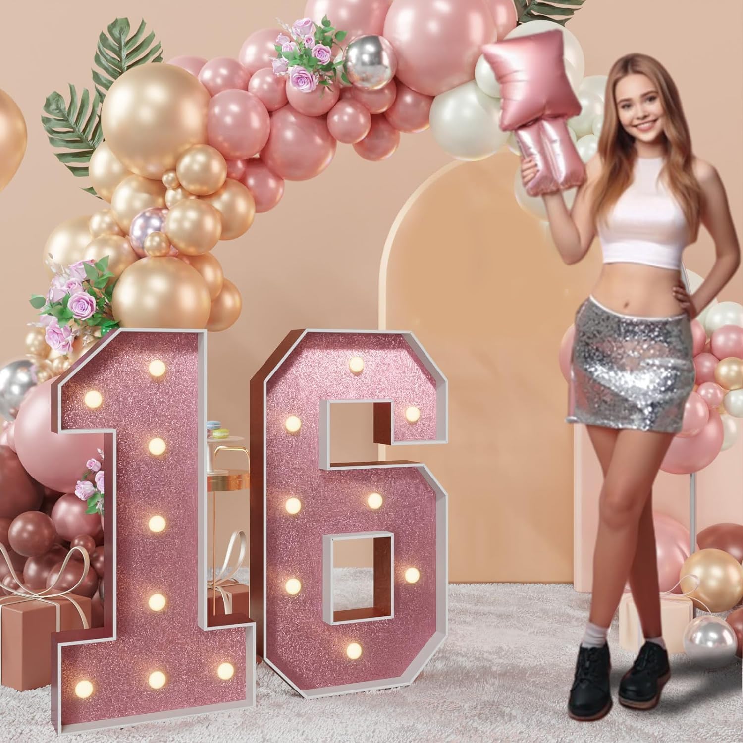 Marquee Light Up Numbers for 1st 16th 21st Birthday Decorations 10th Anniversary Party Decor Large Numbers DIY Pre-Cut Foam Board Kit Mosaic Numbers(Color:Number 80,Size:120cm/4FT)