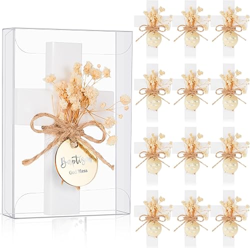 Chunful 12 Sets Baptism Favors for Guests Boho Epoxy Cross Magnet