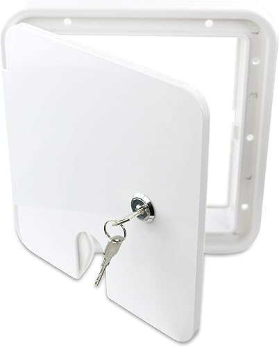 Puerta de acceso eléctrica para puerta de acceso eléctrico para caravana, remolque, autocaravana, autocaravana, color blanco