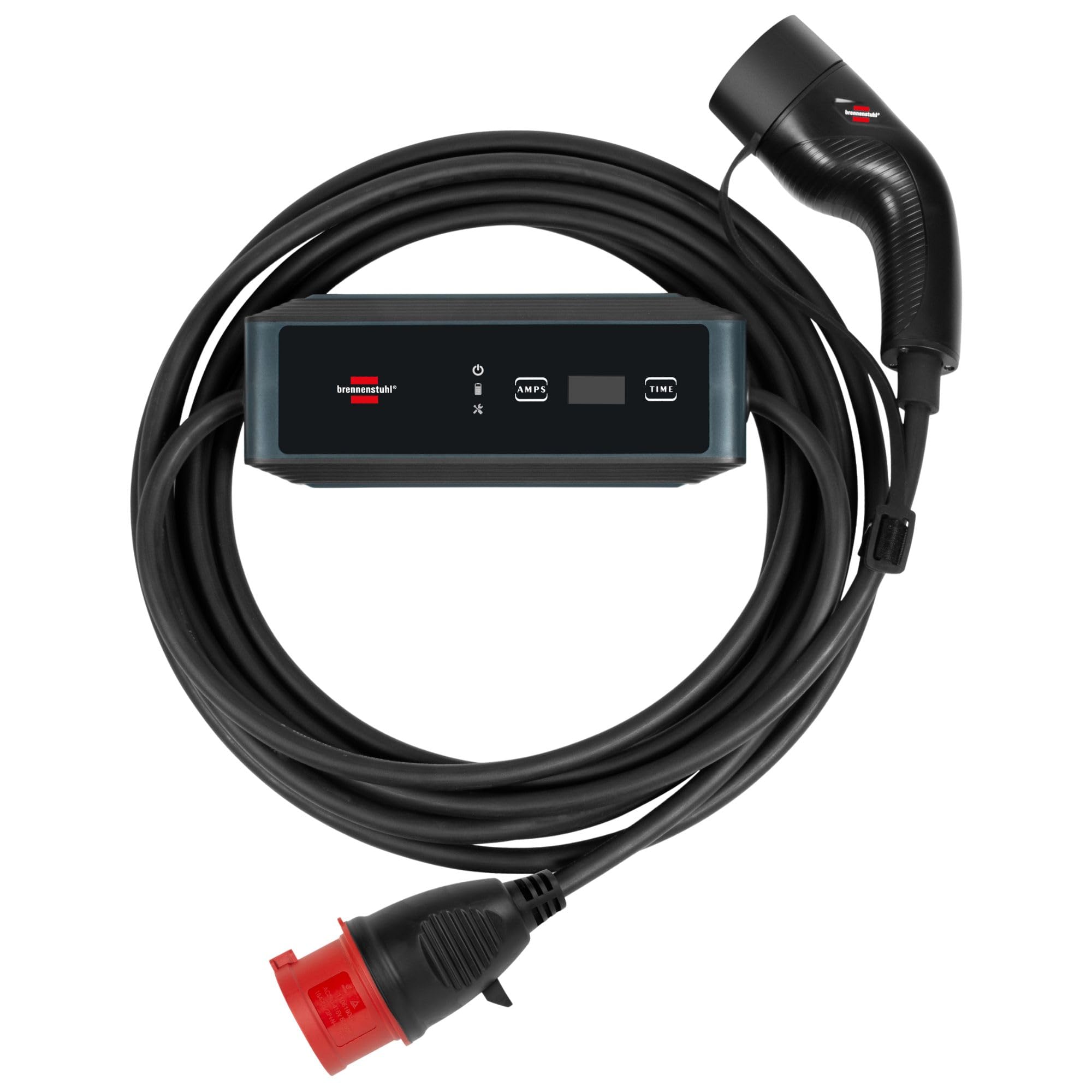 Brennenstuhl portable EV charger type 2 - CEE 11kW (mobile wallbox with 8m cable, 16A, IP44, 3-phase, display, adjustable charging current, for electric & hybrid vehicles BEV/PHEV, with transport bag)