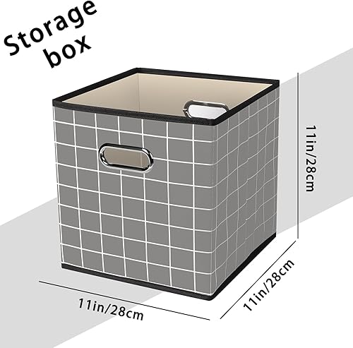 Miniatura 9 de STOREONE Contenedores de almacenamiento de tela negra (11 x 11 x 11 pulgadas) con doble asa, cubos organizadores de almacenamiento para estantes,