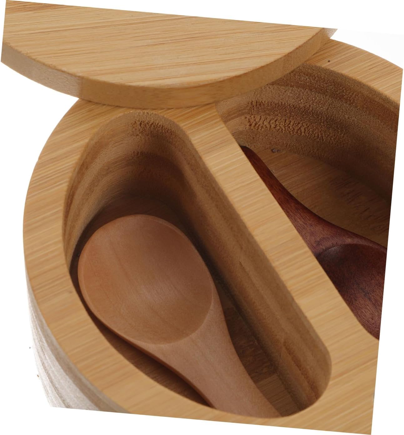 Ciieeo Bamboo Seasoning Box with Spoon Multi-Function Spice Container Kitchen Accessory for Salt and Herbs Magnetic Lid for Home Cooking and Camping
