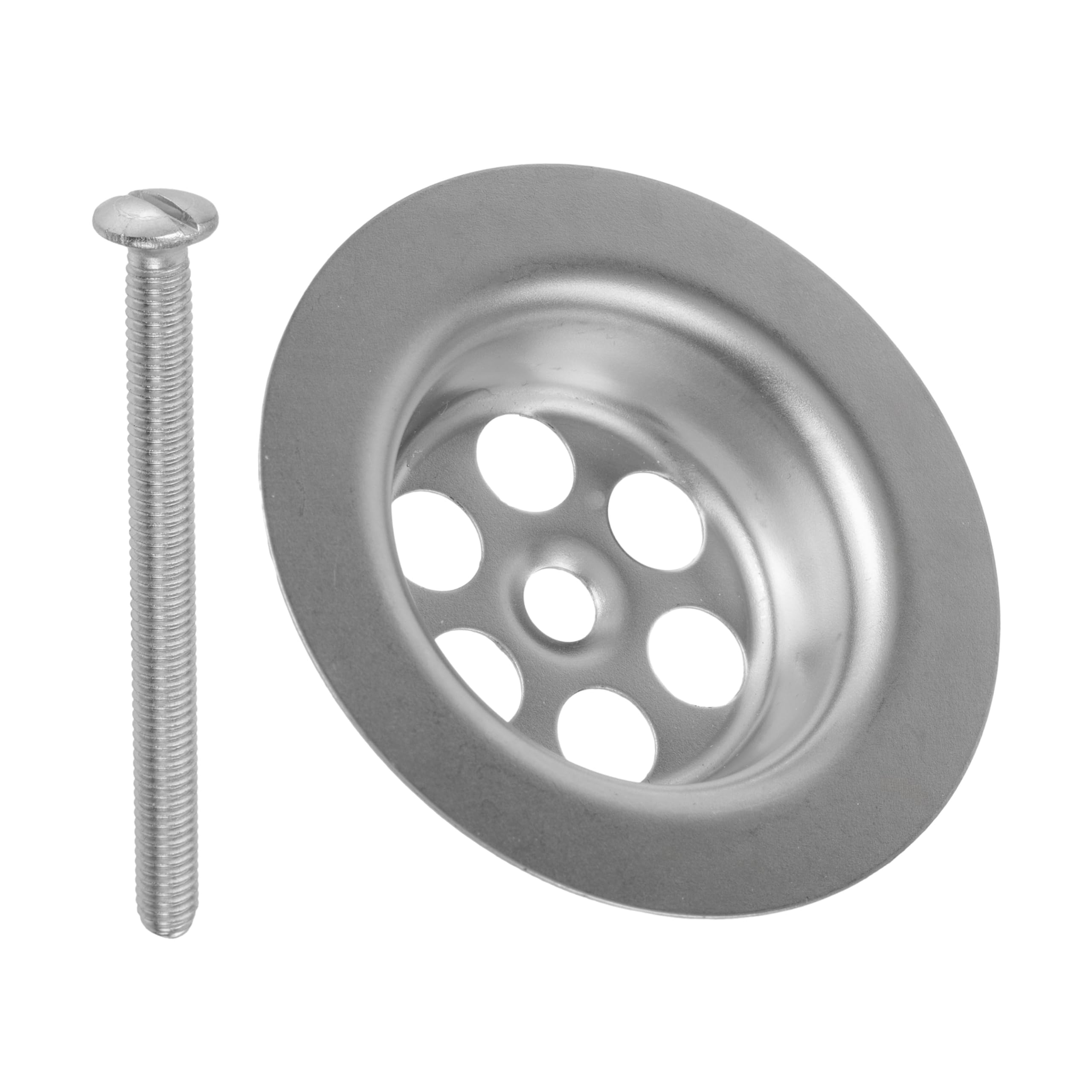 Replacement valve top with mounting screw, for sink drain valves, Ø 62.5 mm - 1 1/4 inch, SS201 stainless steel top part, M6x70 basin screw, replacement part for kitchen tap plug spigot