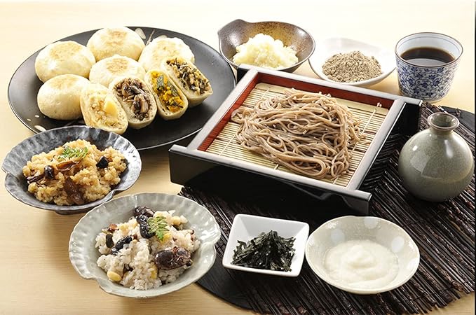 Amazon 健康長寿食 ギフト セット 蕎麦 つゆ2人前 薬味セット 海苔 わさび 大根おろし おこわ2種 おやき 9種 通常 信寿食 そば 通販