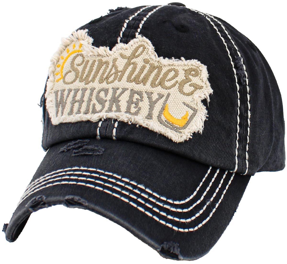 Vacation Beach Camping Womens Baseball Cap Distressed Vintage Unconstructed Embroidered Patch Hat