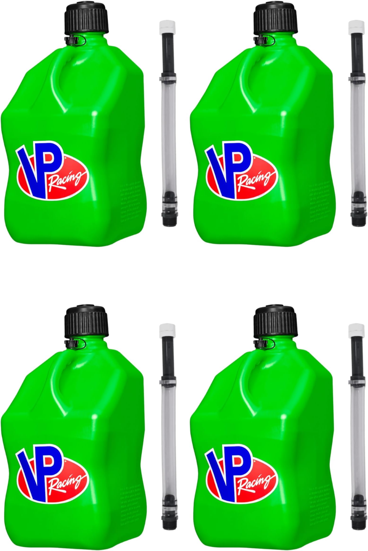 VP Racing Utility Container 5 Gallon - 4 Pack With 4 Deluxe Hoses Included Bundled by Evergreen Farm and Garden (Green)