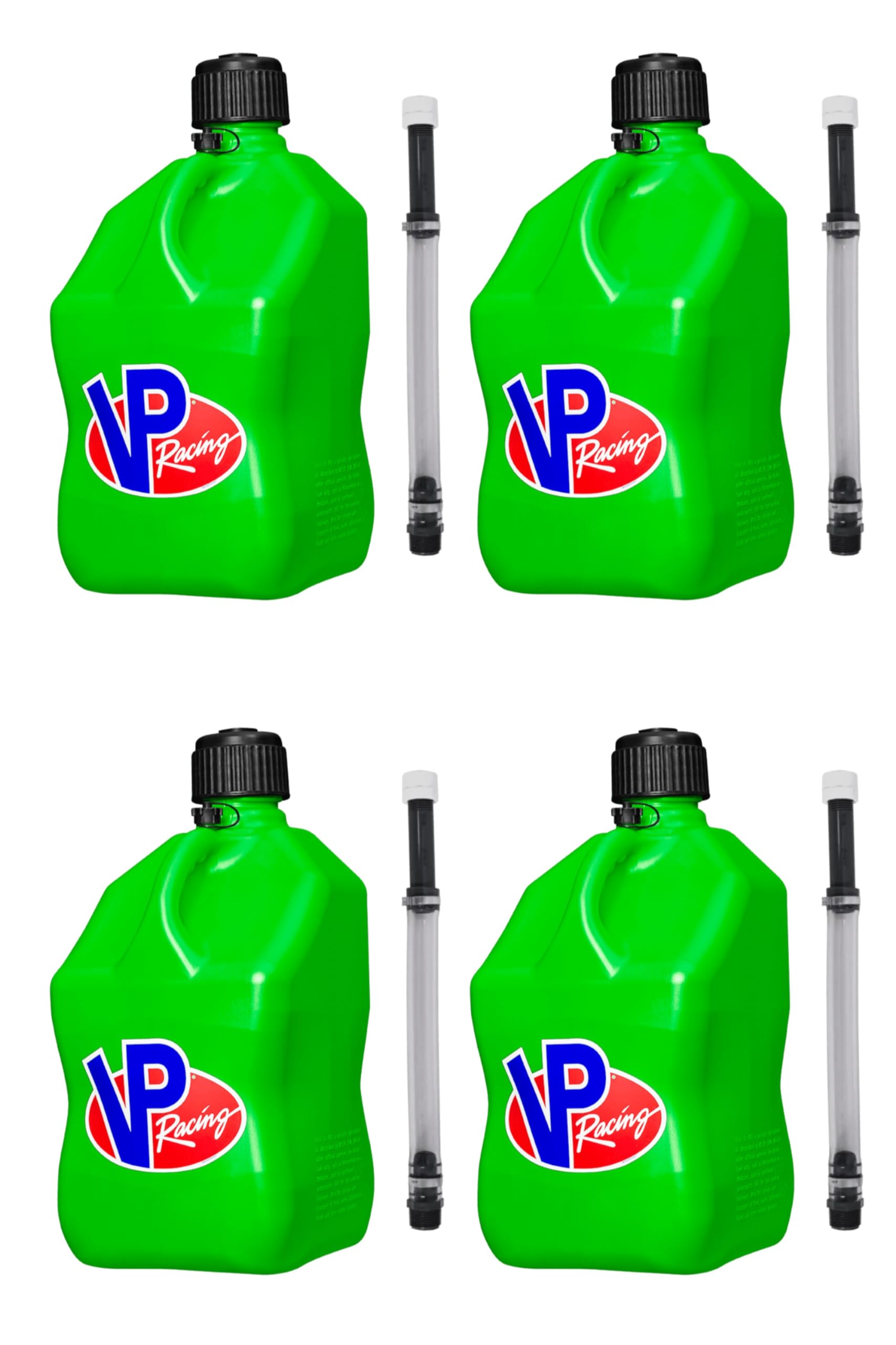 VP Racing Utility Container 5 Gallon - 4 Pack With 4 Deluxe Hoses Included Bundled by Evergreen Farm and Garden (Green)