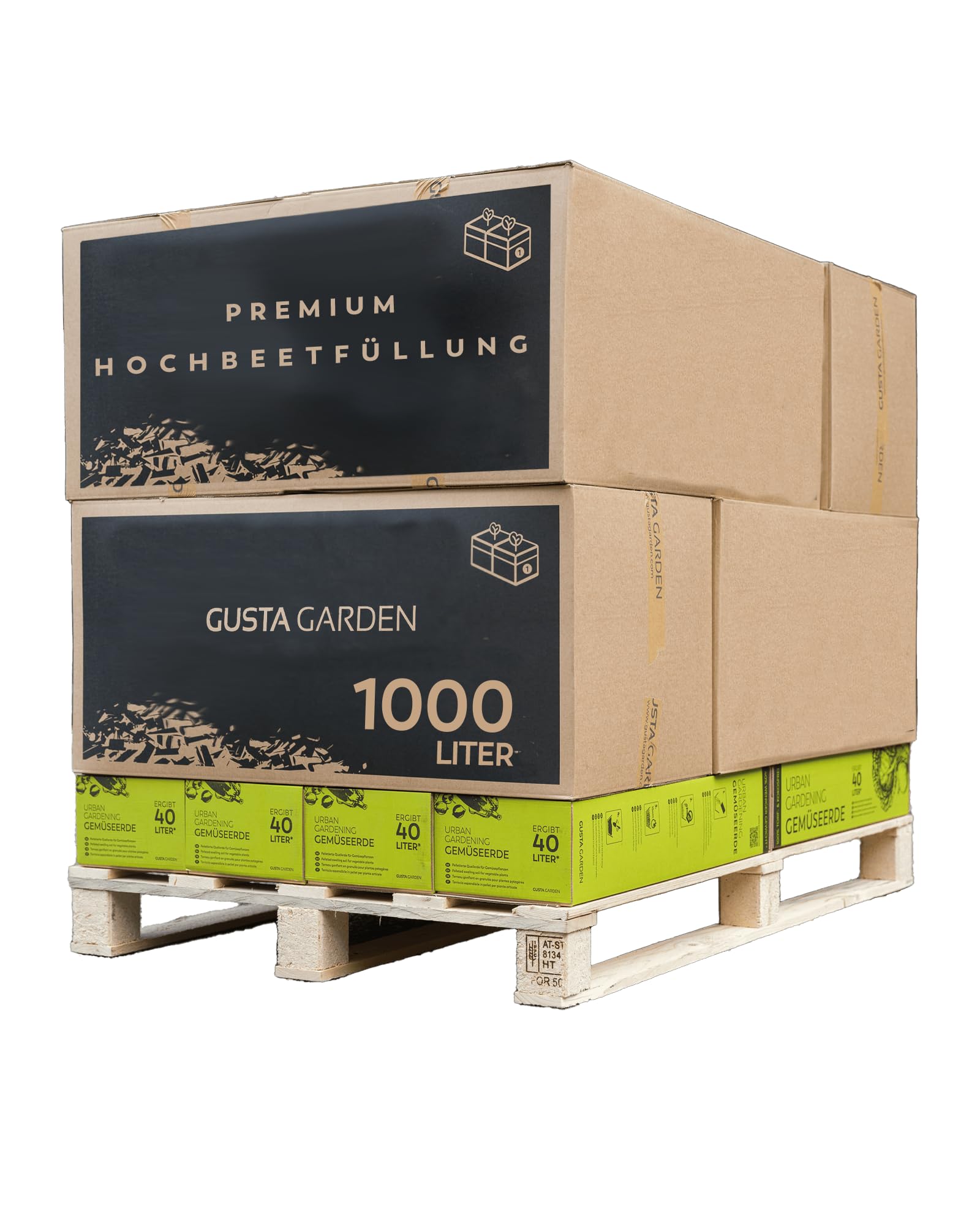 Gusta Garden Hochbeetfüllung - Waldhackgut & Hochbeeterde mit Langzeitdünger, plastikfrei, torffrei, Made in Austria, Hochbeet Set, Grundfüllung (1.000L)