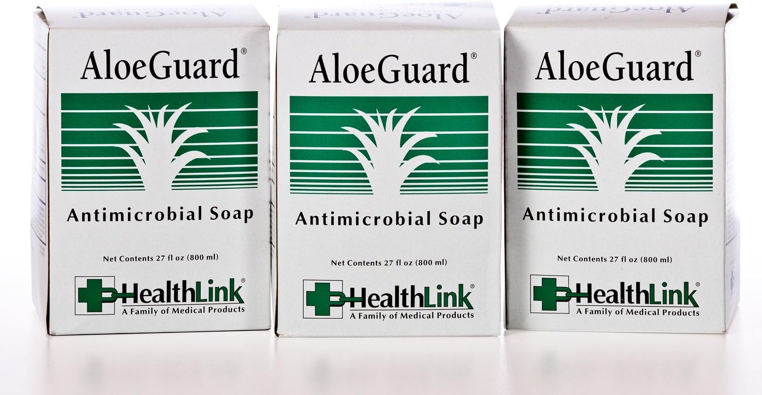Healthlink AloeGuard 7720 Moisturizing Antimicrobial Soap, 800ml Wall Refill, Aloe Vera Infused, PCMX, Floral Scent (3-Pack)