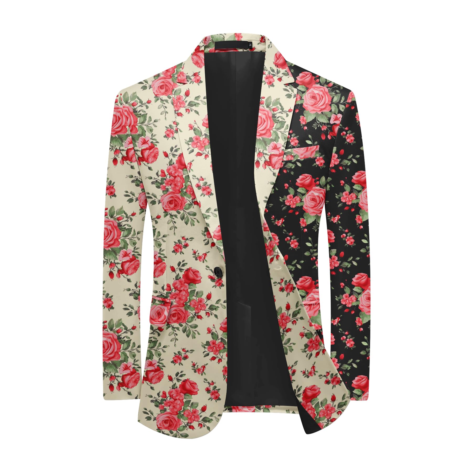 YFFUSHI Abito da Uomo con Stampa Patchwork Blazer Floreale Slim Fit con 1 Bottone Eleganti Giacche da Smoking Floreali per Appuntamenti e Matrimoni