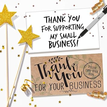 Business Thank You Cards - Small Business Essentials - Thank You For Your Business - Blank Note Card, Stationery Set of 50 3.5 x 2 Standard Business Card, Small Business Thank You Cards