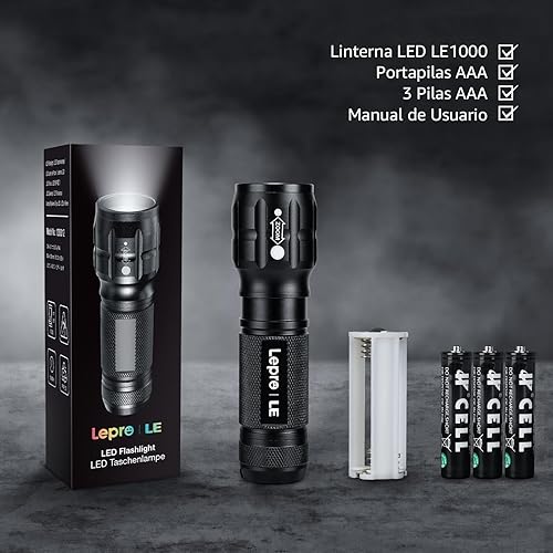 Miniatura 5 de Lighting EVER Linternas LED de alto lúmenes, linterna pequeña, impermeable, luz de flash de enfoque ajustable para exteriores, emergencia, camping