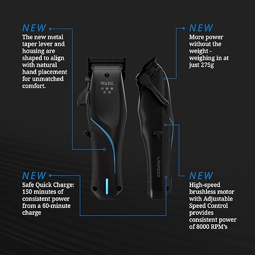 Miniatura 5 de Wahl Professional Cortadora de Vapor de 5 Estrellas con Cuchilla Ajustable para Rapado F32 Fadeout, Control de Velocidad Adaptable, Con Cable/Sin