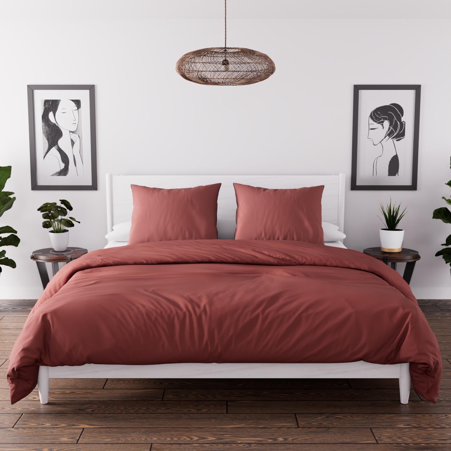 Intemporel Set Funda nórdica de Microfibra Lavada 240x220 cm Boheme Ladrillo