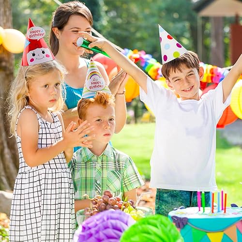 Miniatura 9 de Rocutus 30 sombreros de fiesta de cumpleaños arcoíris, sombreros de cono de fiesta de cumpleaños, gorras de manualidades, sombreros de fiesta de