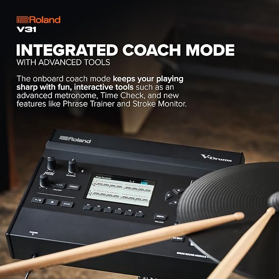 Roland V31 V-Drums Sound Module | Compact Interface Designed for V-Drums 3 Series | Advanced Sound Engine | Onboard Sound Library | Quick Edit Controls | Integrated Coach Mode | Expanded I/O Features