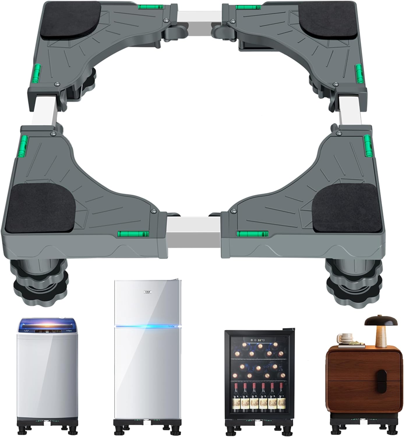 I'SMARTMOON Mini Fridge Stand,Christmas Tree Platform,Raised Base Adjustable Mini Refrigerator Stand,Pedestal Stand, 4 Strong Feet Washer and Dryer Stand,Base for Heavy weight (Grey)