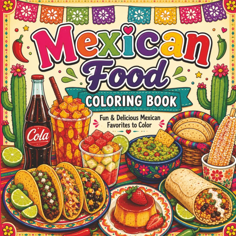 Mexican Food Coloring Book:: Fun & Delicious Mexican Favorites to Color