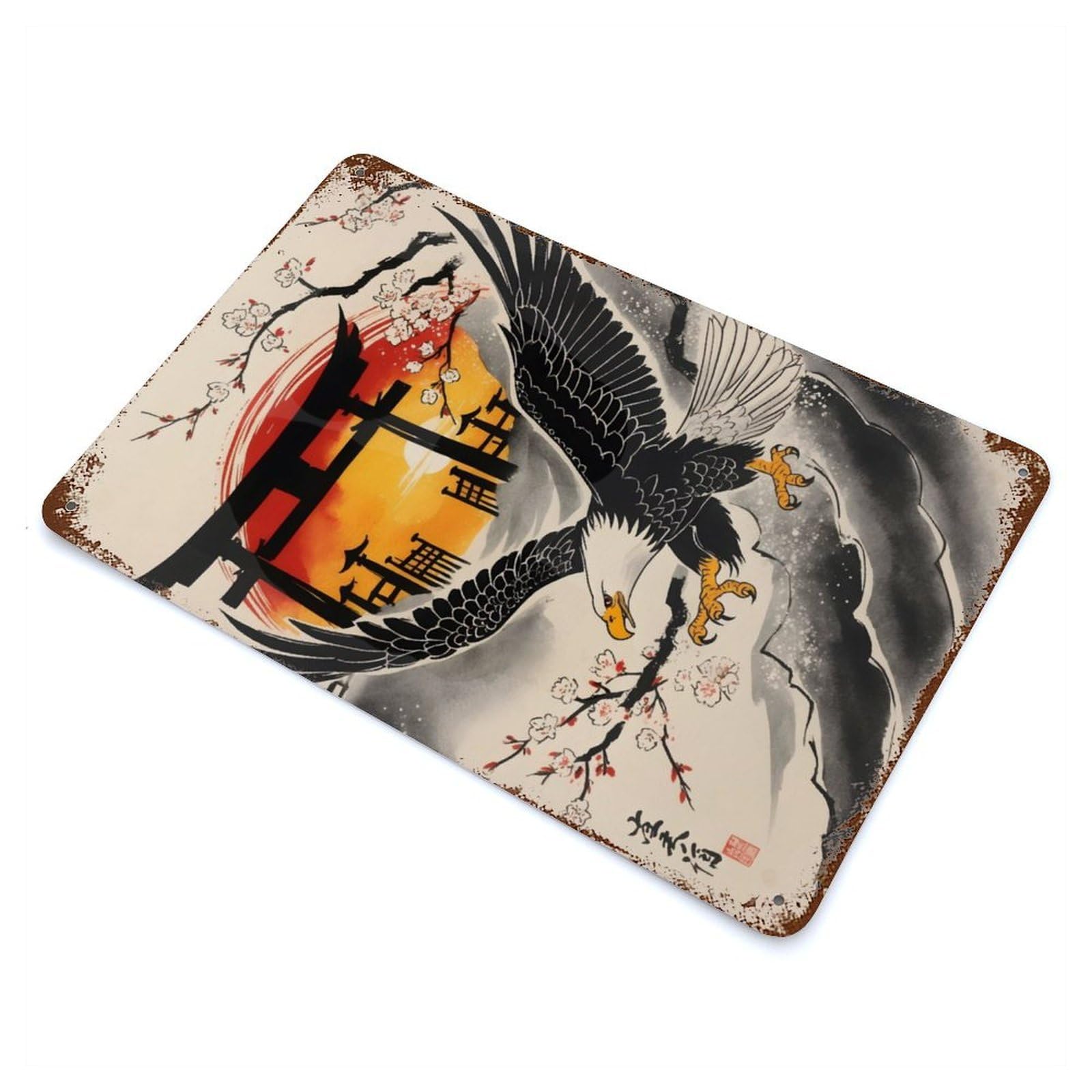 Eagle Japan Painting Retro Metal Sign 11.8"x7.9", Vintage Wall Decor for Garage, Pub Or Kitchen