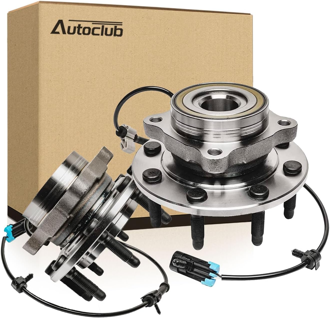 AUTOCLUB [8-Lug 4WD] Front Wheel Bearing Hub Assembly for 2001 2002 2003 2004 2005 2006 Chevy Silverado 3500, for Chevy Avalanche Suburban 2500 GMC Sierra 1500 2500 HD 3500 Replacement, 515058 2Pcs