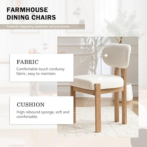 Miniatura 3 de Juego de 4 sillas de comedor de madera, modernas de mediados de siglo, tapizadas de chenil, sillas de comedor con patas de madera maciza, silla de