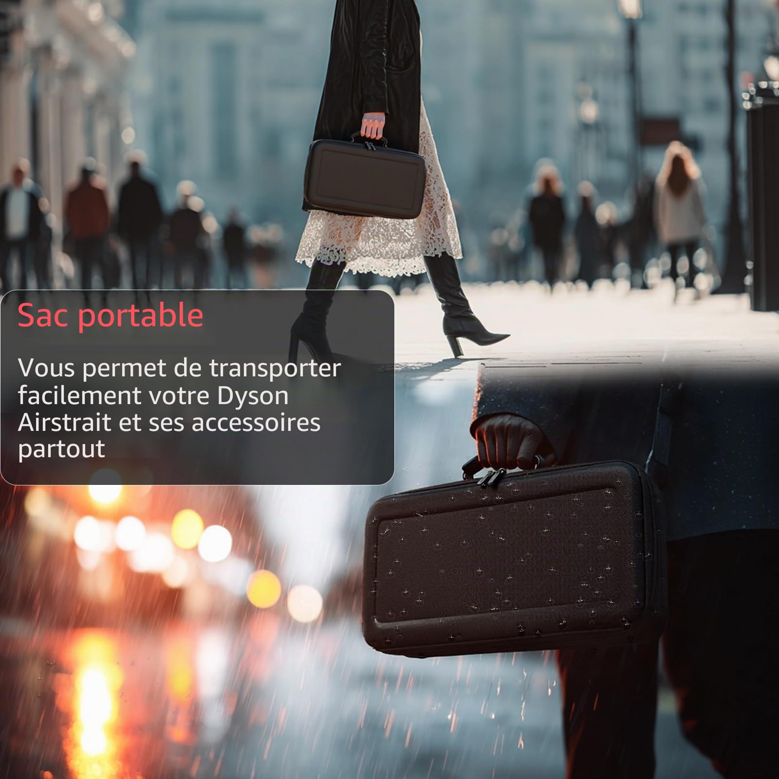 Étui de voyage rigide compatible Dyson Airstraight HT01, étanche et résistant aux chocs (noir)