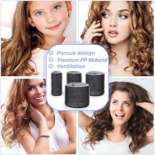 Miniatura 6 de Selizo Juego de 28 rodillos para el cabello, incluye 16 rodillos de pelo autoadherentes en 4 tamaños y 12 pinzas para el cabello largo, medio y corto