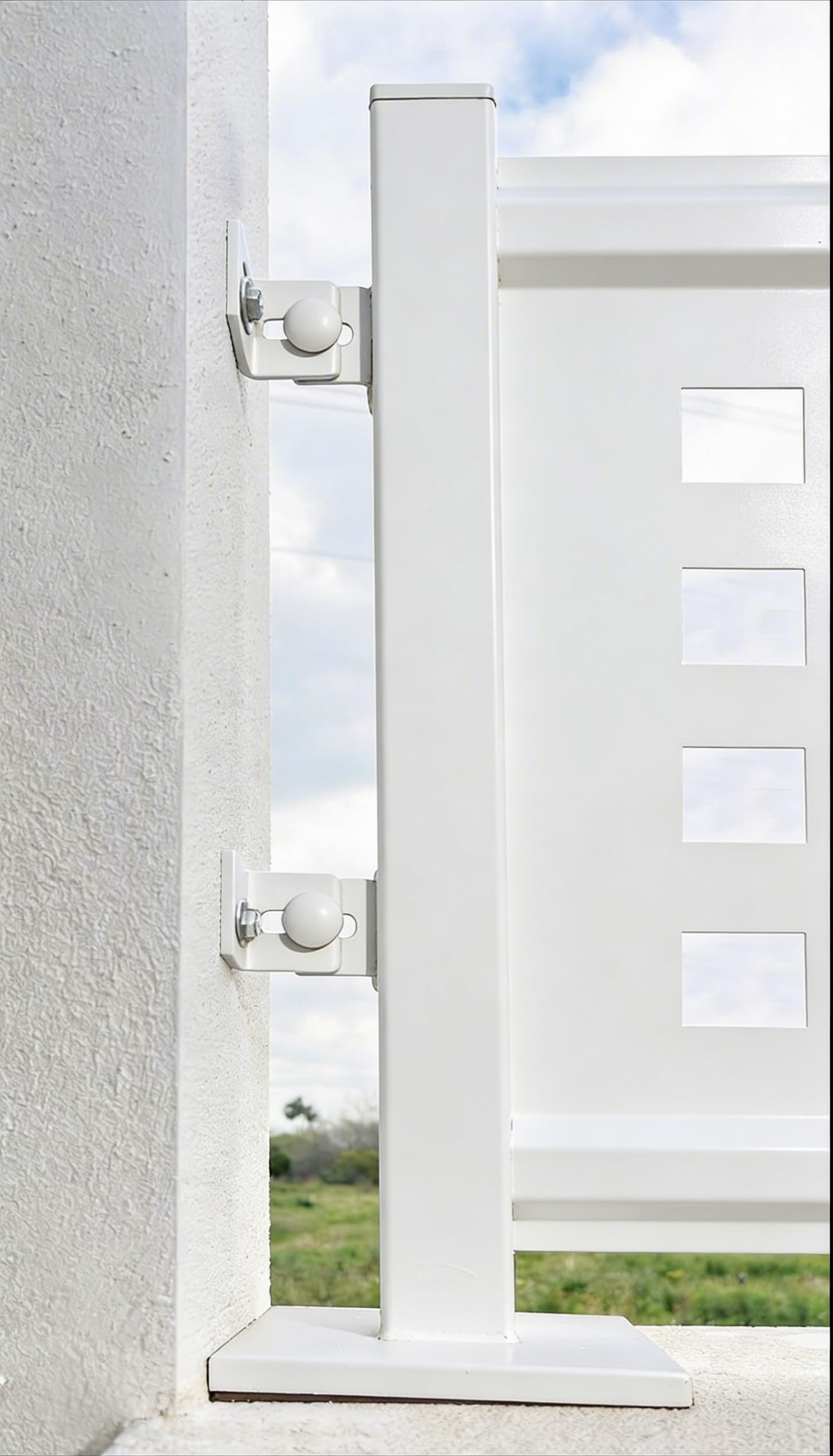 Kit de Valla de Automontaje en Acero Galvanizado, Metálica de Ocultación con Fácil Instalación, Modelo Cuadros, 457 x 50 cm, Blanco