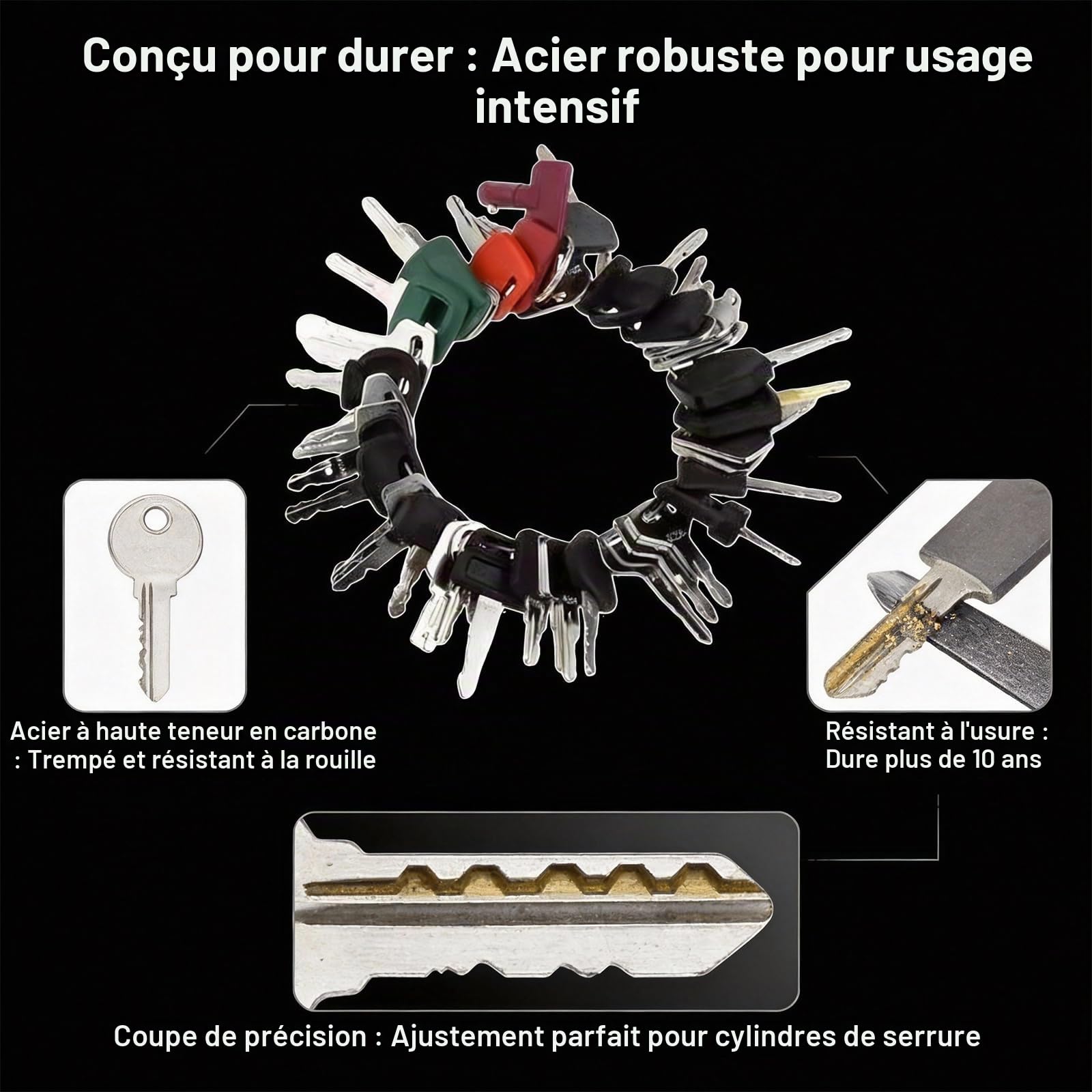 Set de 42 Clés pour Engins de Chantier, Clés d'Allumage pour Pelleteuses, Cat, Komatsu, Kubota, Hitachi, Takeuchi, Volvo, Bobcat, John Deere, Toyota, JLG, Genie