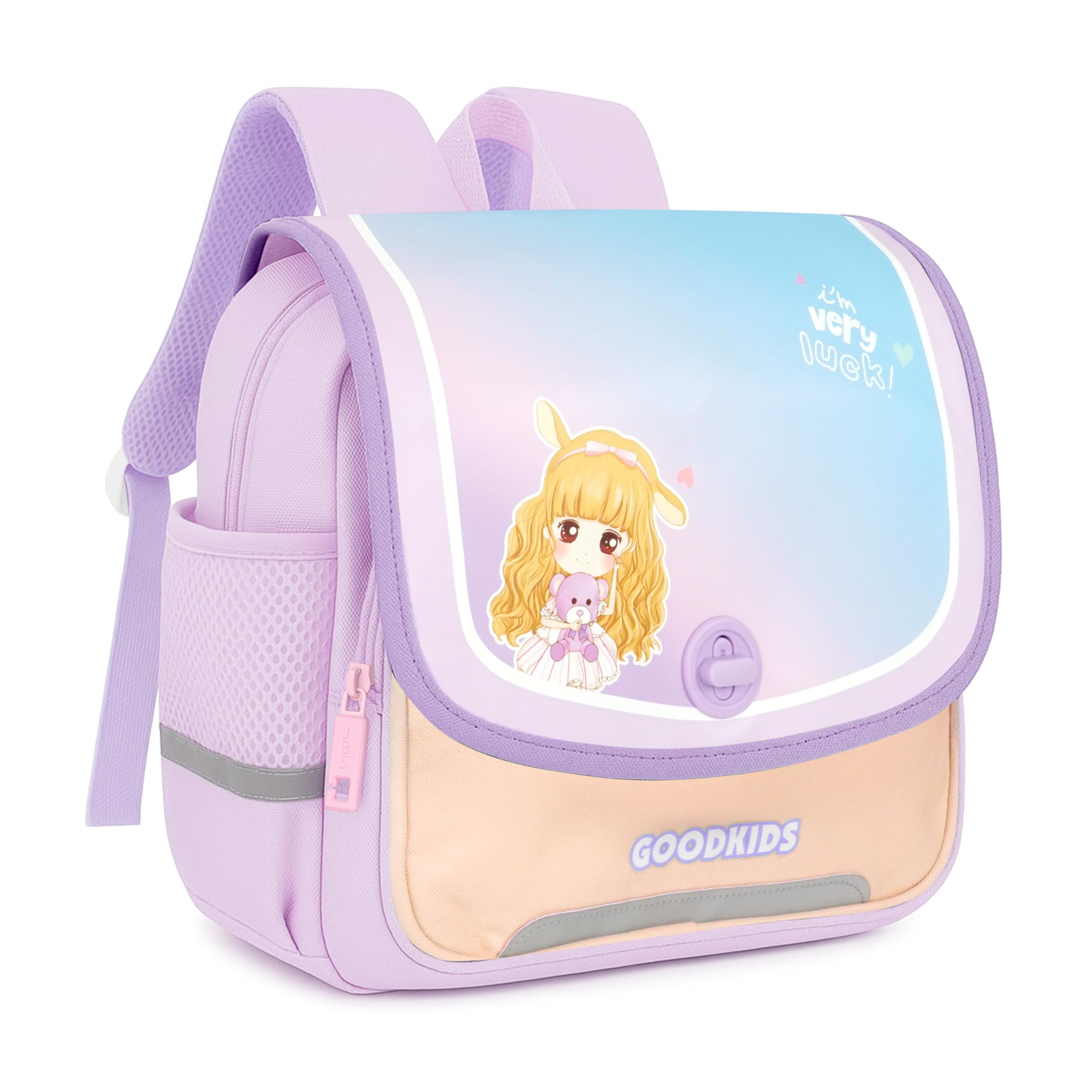 Storite Unicorn Kids School Backpack for Girls (Class 2-6) 13L | Rectangular Pastel Design with Flap & Rotating Lock | Padded Back & Tablet Compartment