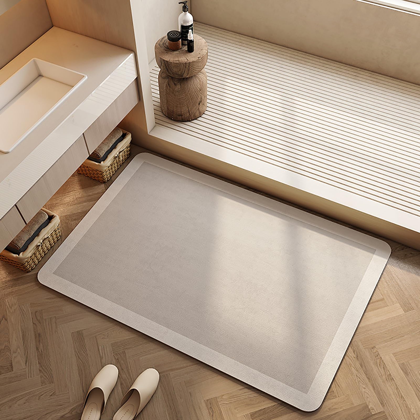 Tapis de Sol Lavable en Pierre de Diatomée 80x120cm, Super Absorbant, Tapis de Douche Doux Séchage, Doux Microfibre Douceur d'intérieur, Lavable en Machine, pour Chambres, Cuisines