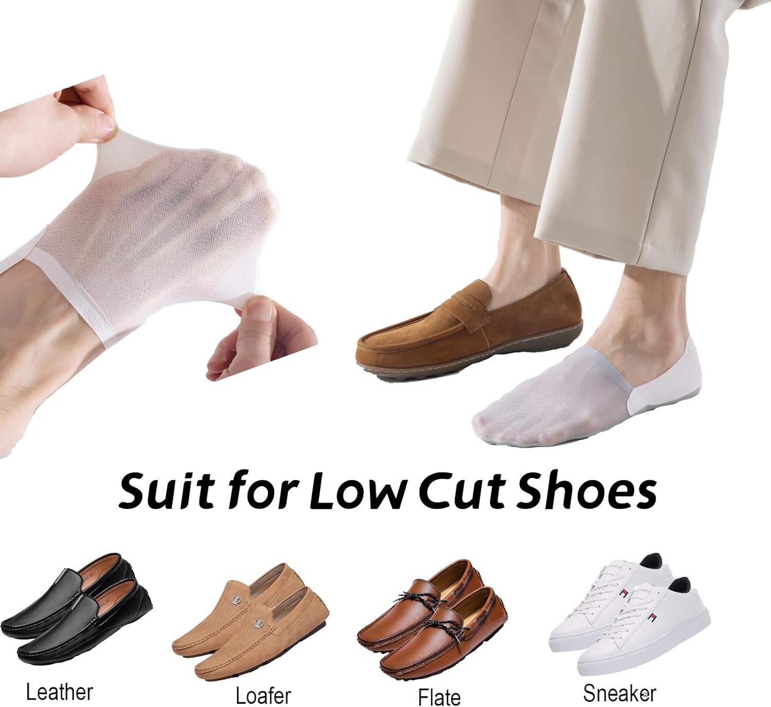 6 Pack Thin No Show Socks For Men, Non Slip Low Cut Sock, Invisible Liner Socks Size 6-9, 10-13 - Image 4