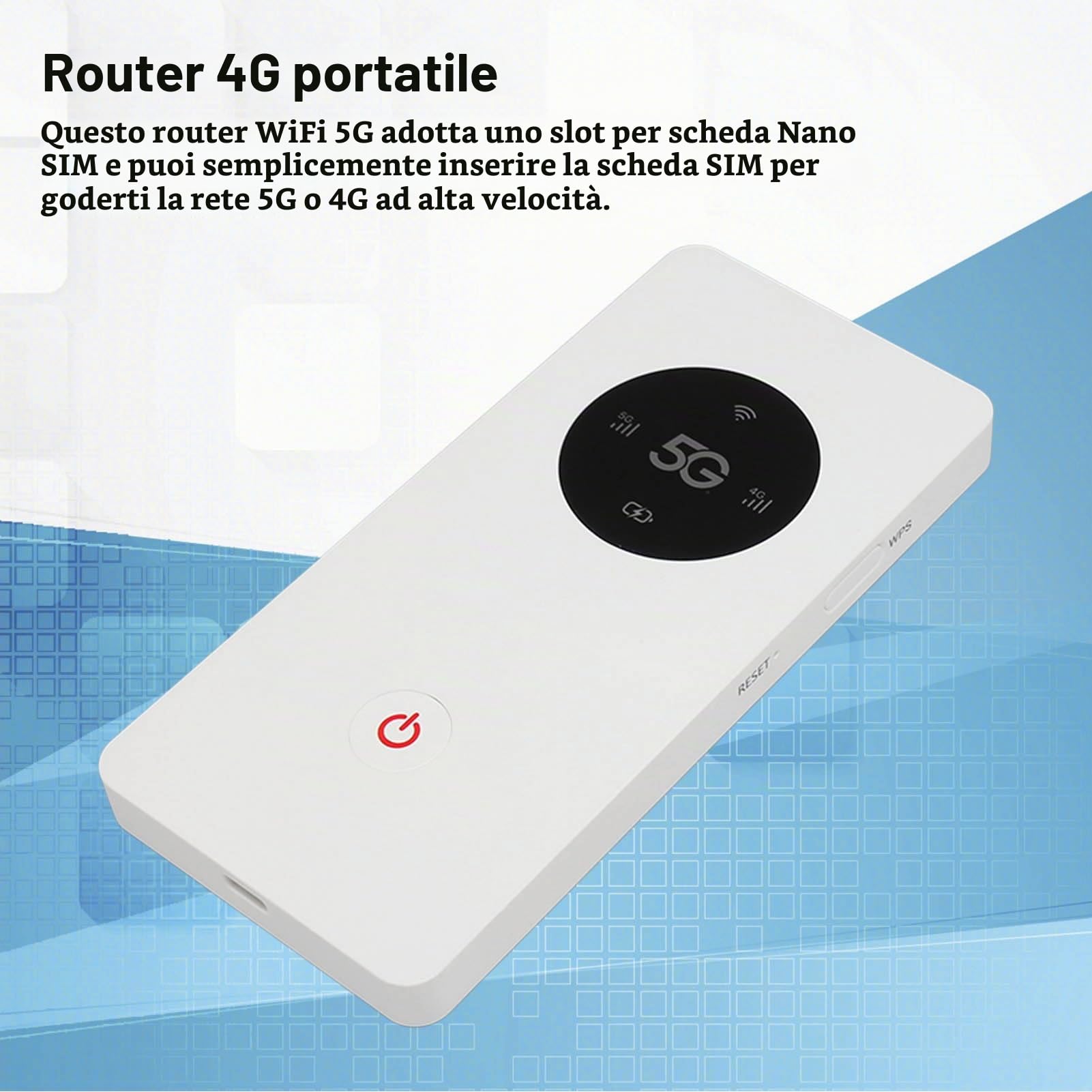 Hotspot Mobile 5G Router, Modem Con Slot per Scheda SIM Nano, Supporto WiFi Wireless 2.77Gbps 1.25Gbps Fino a 16 Dispositivi