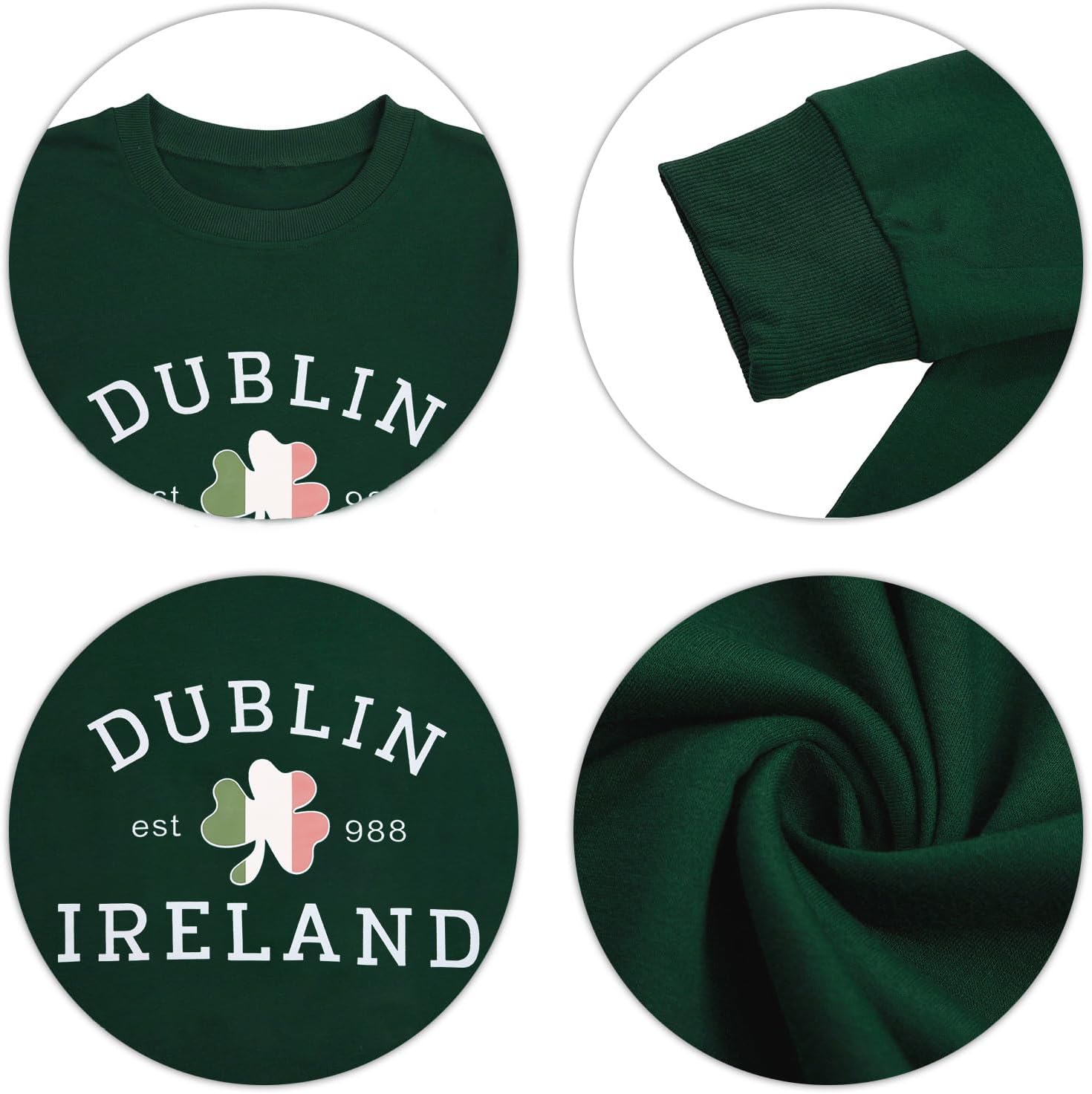 St. Patrick's Day Sweatshirt Women Lucky Shamrock Long Sleeve Shirt Dublin Ireland Pullover Tops - Image 6
