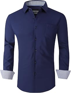 Alex Vando Mens Dress Shirts Regular Fit Long Sleeve Stretch Business Dress Shirts for Men