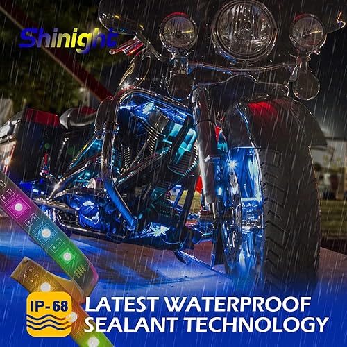 Miniatura 5 de SHINIGHT Kit de 10 luces LED para motocicleta, control por aplicación, multicolor, impermeable, tira de luces LED para motocicleta con control