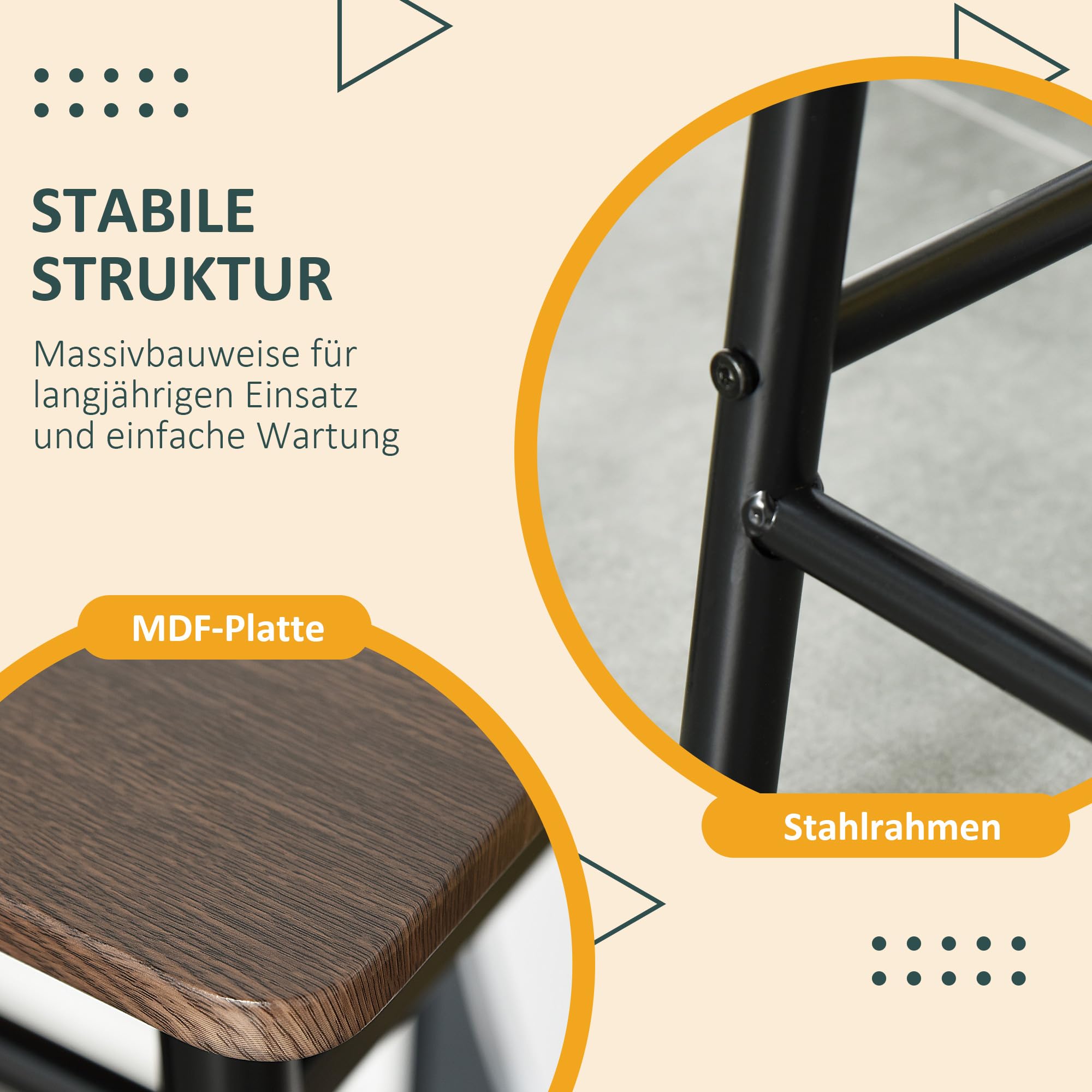 HOMCOM Bartisch Set Bartisch mit 2 Barhockern Essgruppe Küchentisch mit Lagerregal Esstisch für Esszimmer, Küche, Schwarz