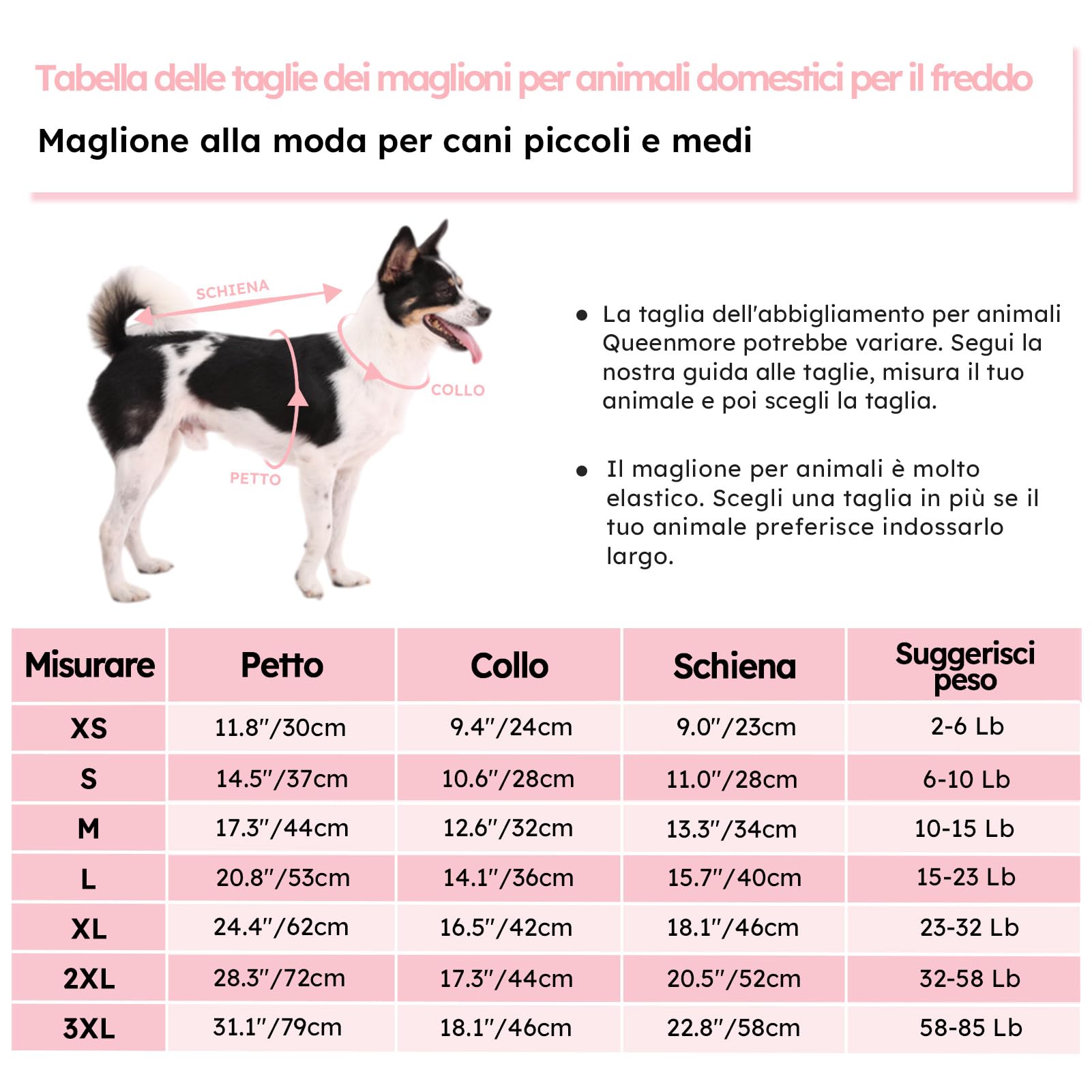 Queenmore Maglione Cane Taglia Grande Maglioncino Cane Bassotto Caldo Felpa Cane A Collo Alto Ritorto Vestiti Per Cani Gatti Maglione Elastico Per Bulldog Francese Barboncino Chihuahua, Rosa, L