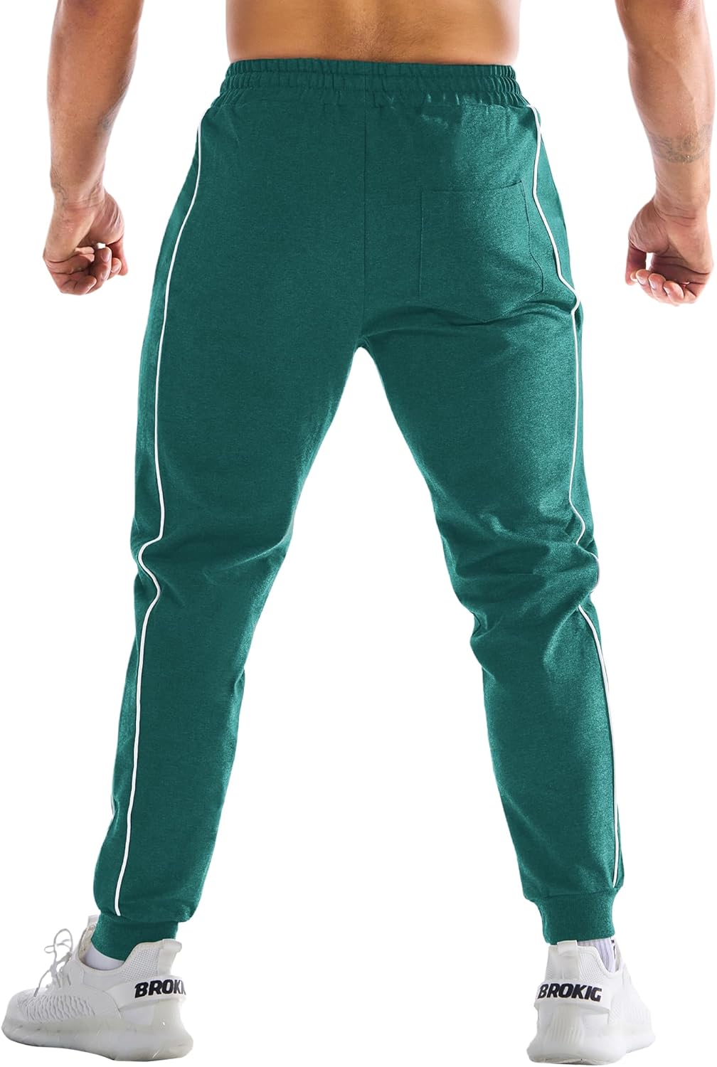 BROKIG Men's Stripe Gym Joggers Pants, Causal Slim fit Tapered Workout Sweatpants with Zipper Pocket - Image 5
