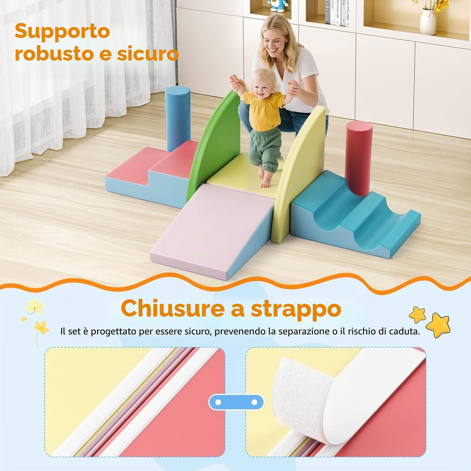 Blocchi di costruzione in schiuma per bambini, blocchi da arrampicata per interni, strutture da arrampicata per bambini, blocchi giganti per scatenarsi e arrampicarsi, ((Set di otto pezzi