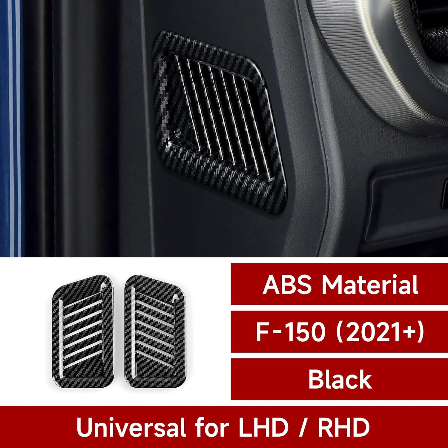 Car ABS Carbon Fiber Side Air Vent Outlet Sticker Interior Trim Decal for Ford F150 2021 2022 2023 2024 Accessories