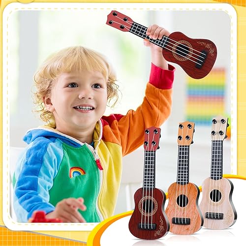 Miniatura 6 de Lenwen 6 piezas de guitarra de bebé de 10 pulgadas para niños pequeños, ukelele, juguete de guitarra de tamaño mini, guitarra de ukelele clásica,