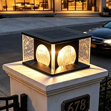 Solar Post Lights Outdoor IP54 Waterproof, 11.81" Entrance Modern Pillar Lights Outdoor Waterproof, 3000K Square Post Lamp LED, Decorative Outside Light Columns for Patio Fence Deck Garden
