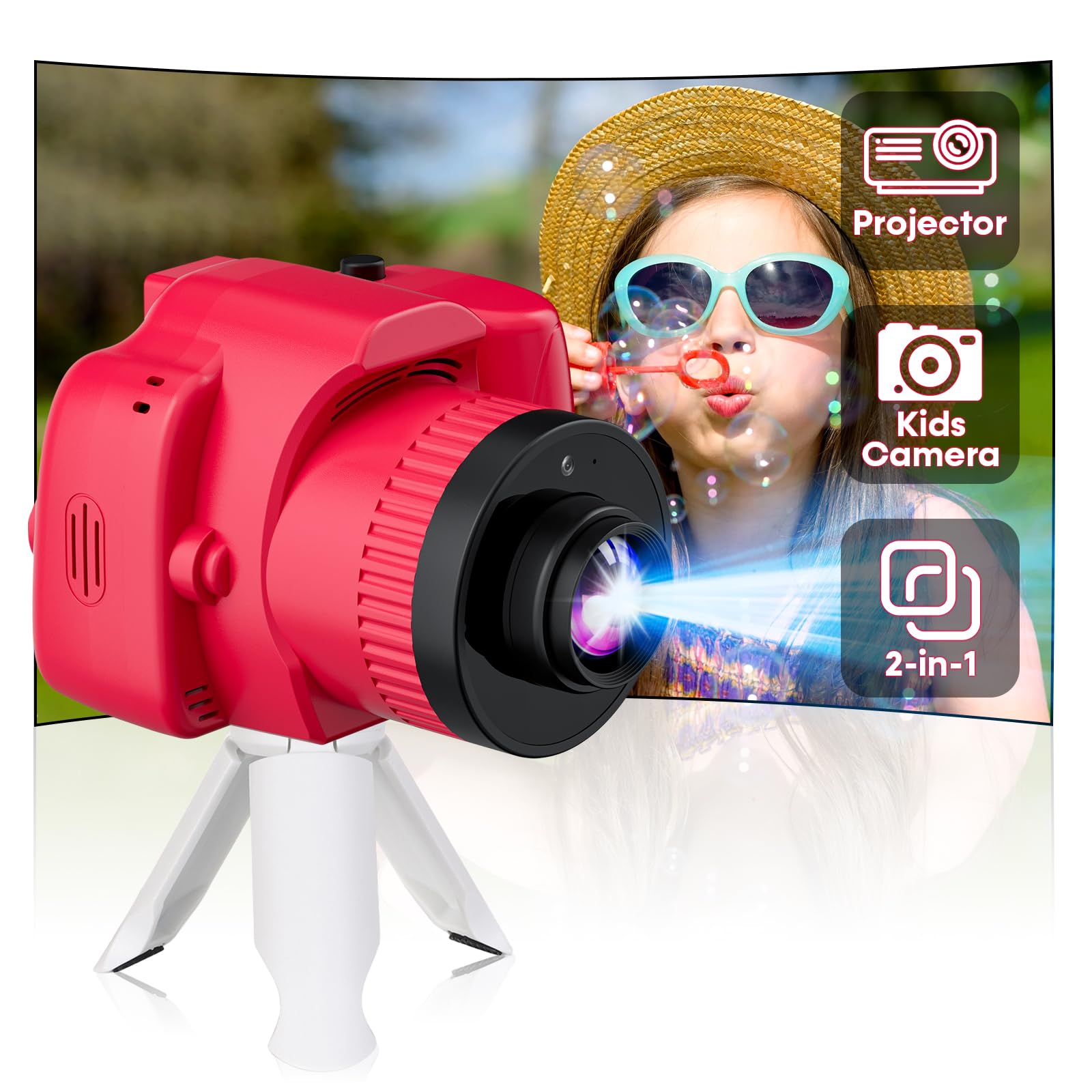 Kids Camera with Projector: 2MP HD Photo & Creativity Projection - Creative Toddler Camera Toys for 3 4 5 Age Years Old - Perfect Birthday for Boys
