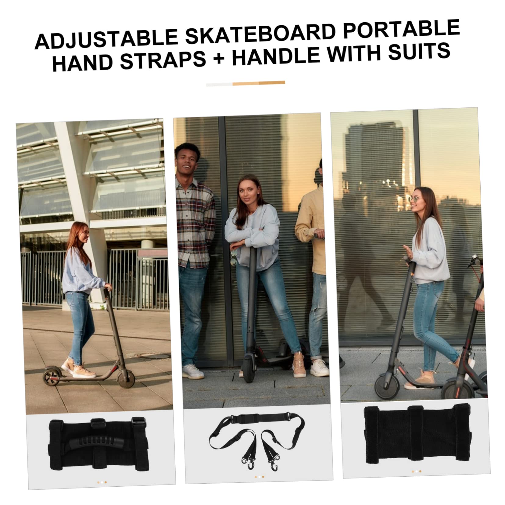 Abaodam Sangle Trottinette Bretelles Sangle De Transport pour Scooter Poignée Transporteur Flotter Enfant Bandoulière Trottinette Sangles De Transport De Scooter PP Noir