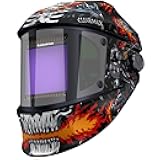 ARCCAPTAIN Super Large Viewing Welding Helmet with Side View, True Color 1/1/1/1 Solar Power Auto Darkening Welding Hood with 4 Arc Sensor, Wide Shade 4/5-9/9-13 for TIG MIG ARC Cut, Skeleton