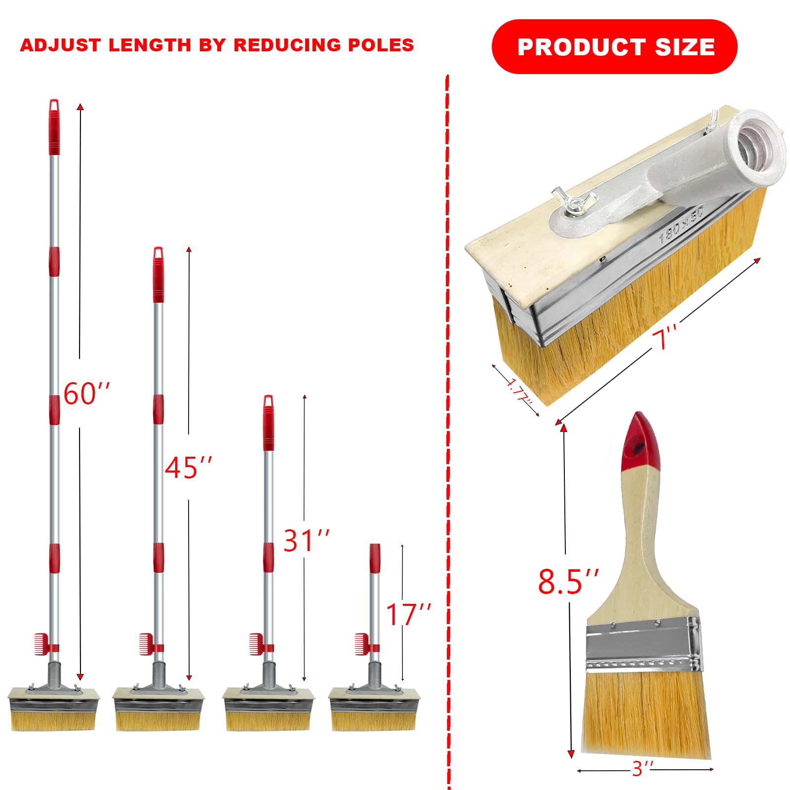 Deck Stain Brush Set - 7" Brush + 60" Pole -4