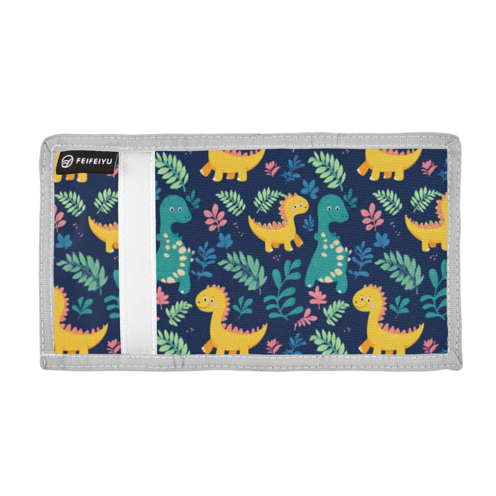 Wusikd Cute Dinosaur Leaves Kids Wallet for Boys Girls Plam Head Toddler Trifold Wallet Novelty Wallet for Teens Women Men